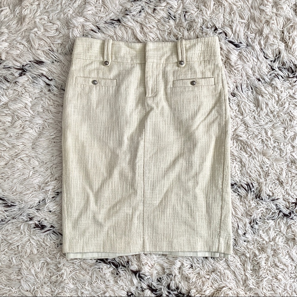 Sophisticated White Tweed Pencil Skirt Club Monaco